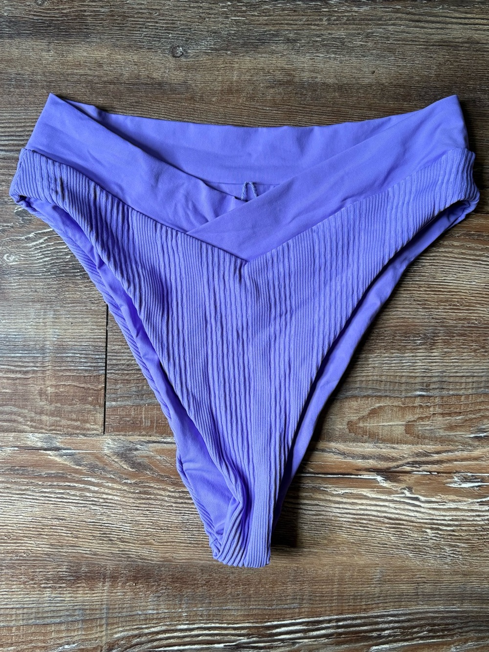 L*Space Lilac Ribbed High-Cut Court Bitsy Bikini Bottom
